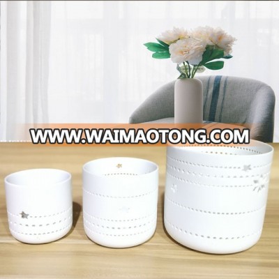 wholesale custom carved hollow ceramic candle jar 120cm