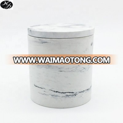 High quality water-proof White marble cement candle jar with lid