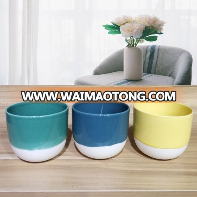 Factory supply double joint color cup ceramic candle jar